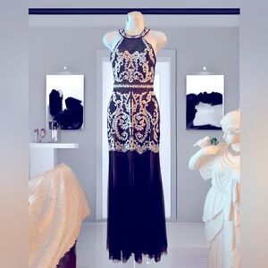 8❤️BCBG Max Azria NWT Long lace Embroidered Gown 🌹🌹